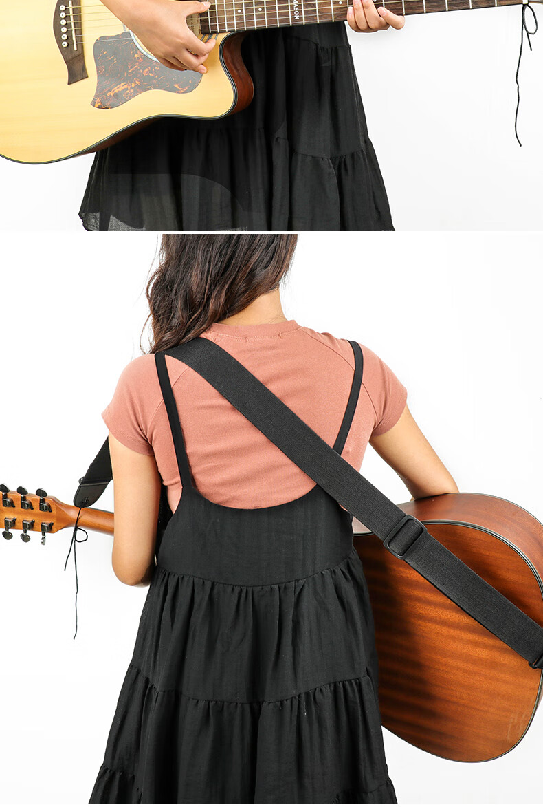 吉他背带吉他配件木吉他民谣吉他带子肩带斜跨棉质简约男女通用卡其色