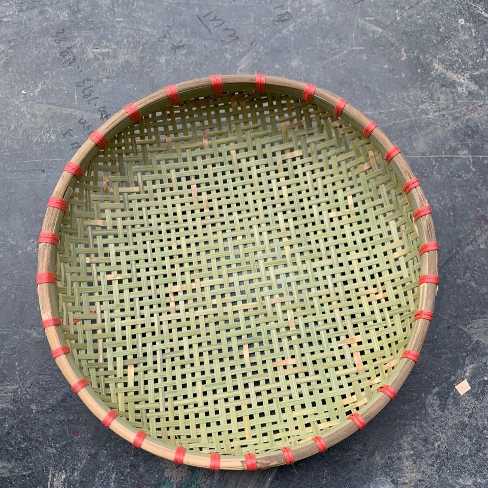 竹筛子竹编制品竹筛子家用无孔有孔米筛圆簸箕竹编农家竹匾绘画晾晒