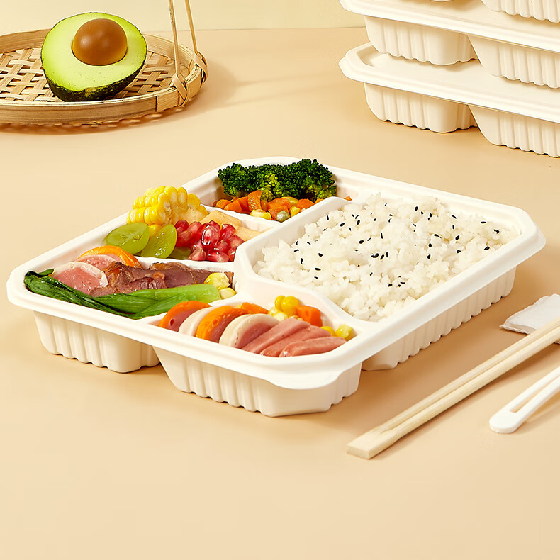 一次性降解快餐盒四格天纯一次性四格五格饭盒快餐盒材料外卖打包分