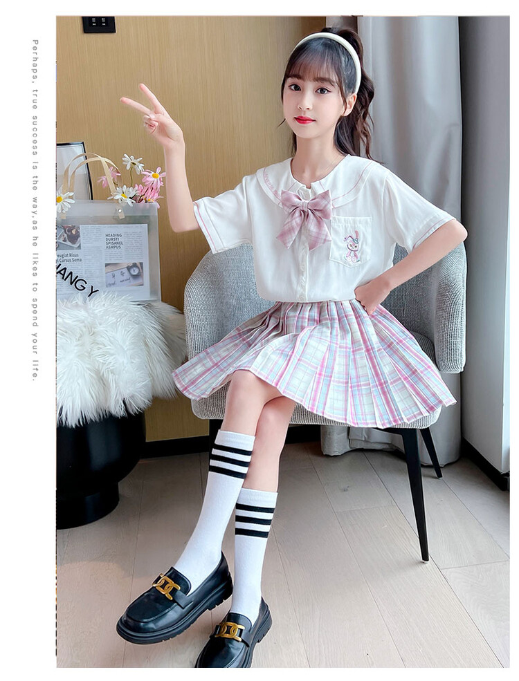 童装女童裙子夏装儿童洋气套裙2022年夏季中大童衬衫两件套小女孩短裙