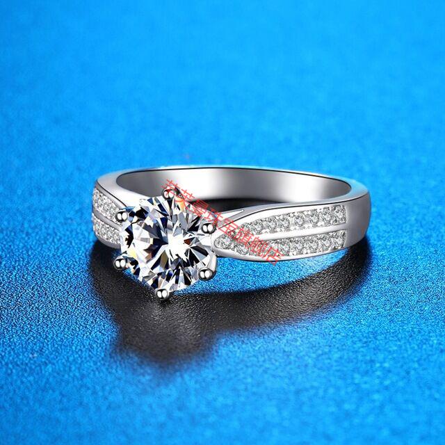 芊芙曼莫桑石钻戒一2克拉女银定制开口求婚订婚仿真钻石戒指部分定制