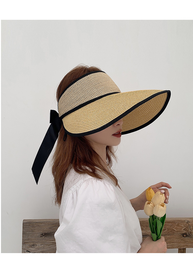 somubay 日本夏天空顶草帽女户外骑车防晒遮阳帽沙滩海边透气太阳帽子