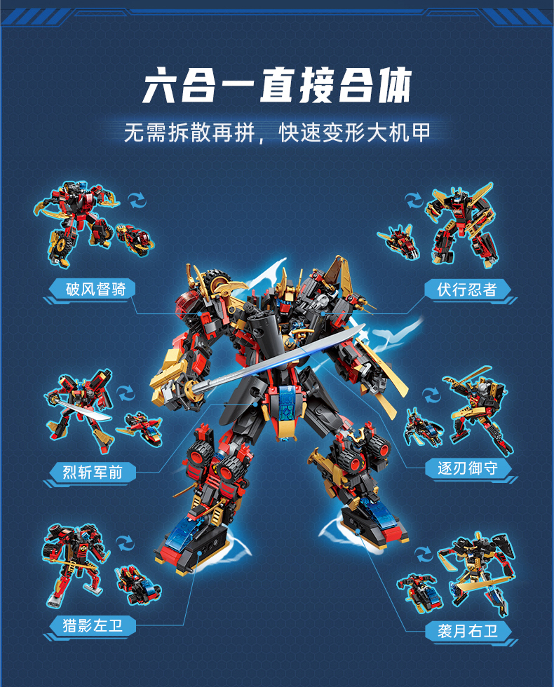 乐高变形金刚积木合体机器人机甲金刚星陨武神儿童拼装玩具男孩儿童