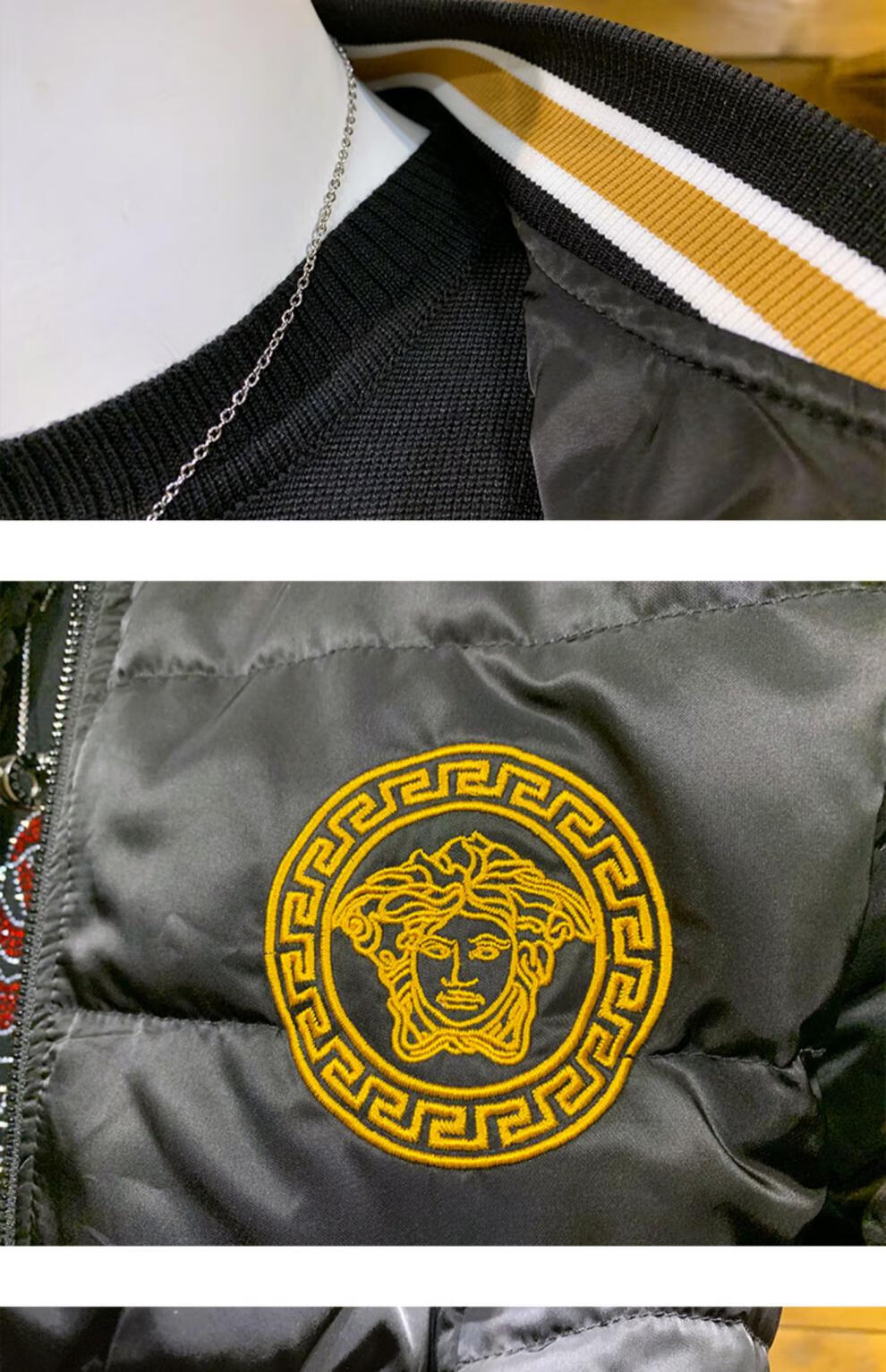 范思哲(versace)男装瓦萨琪服男短款加厚冬季刺绣潮牌