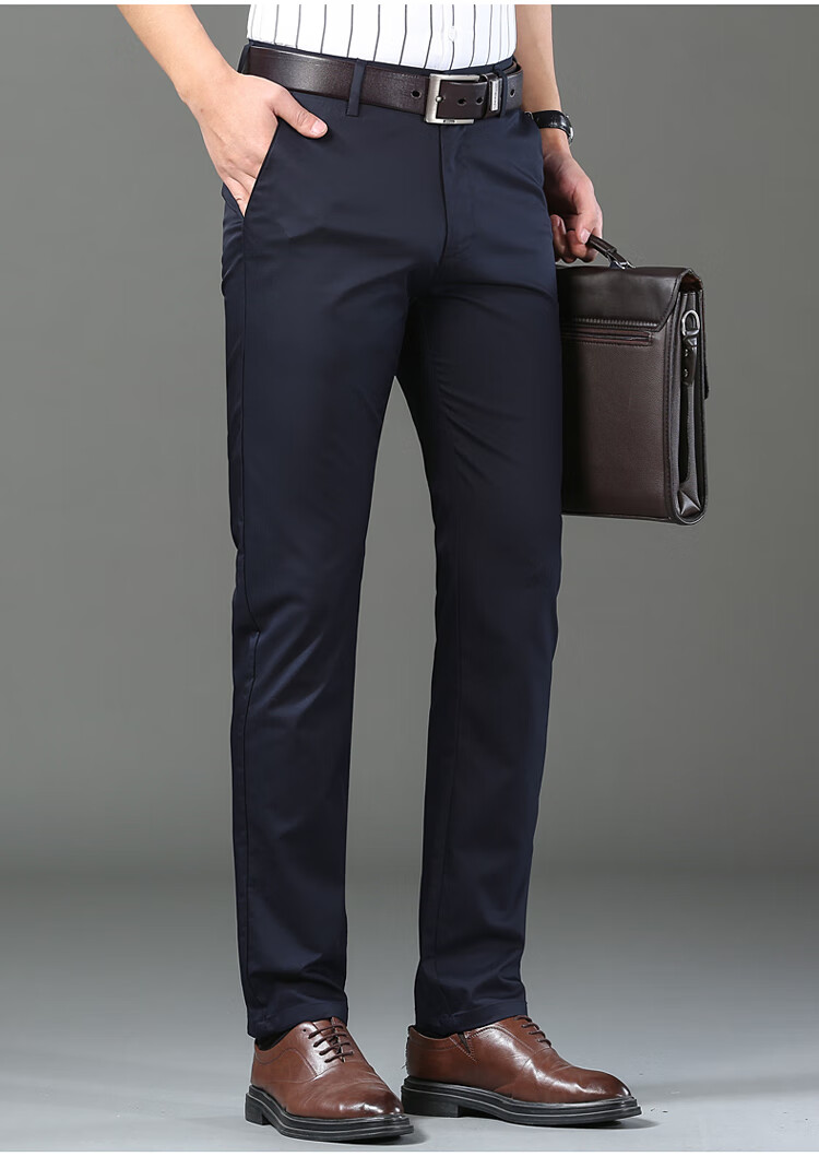 恒源祥官网特价捡漏男士休闲裤桑蚕丝直筒长裤子中年抗皱免烫真丝男裤