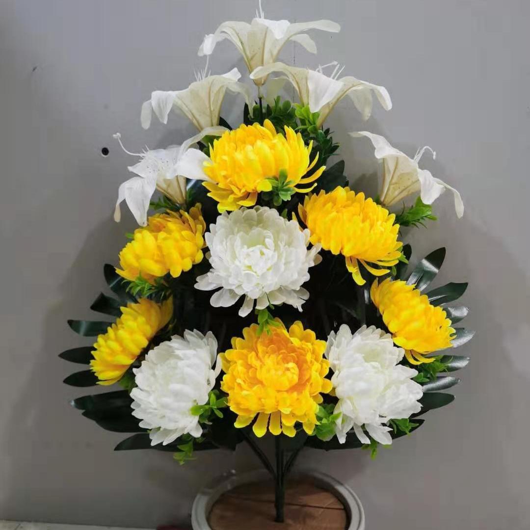 仿真清明节扫墓花上坟用的花祭祀用品插花假花祭祖墓前花五七祭拜
