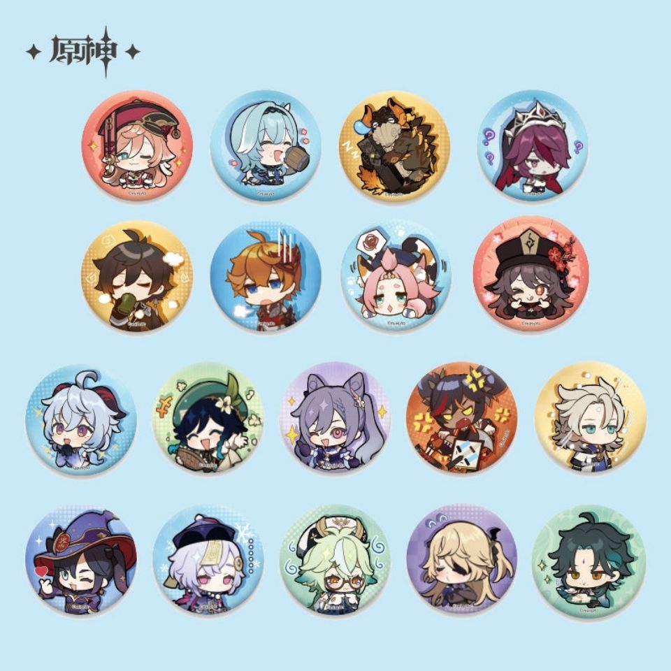 原神吧唧周边徽章动漫游戏温迪刻晴钟离阿贝多版胸针定制温迪58mm细闪