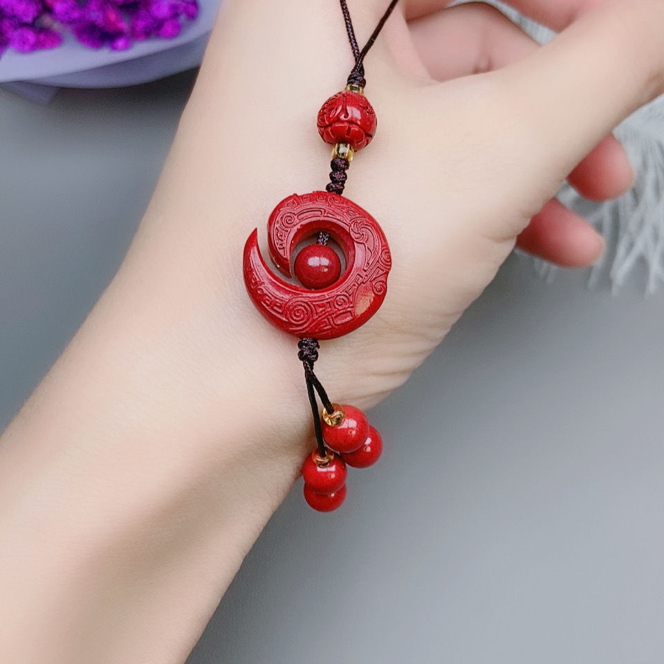 天然朱砂吊坠925银镀金紫金砂葫芦竹节送女友本命年生日礼物朱砂时来