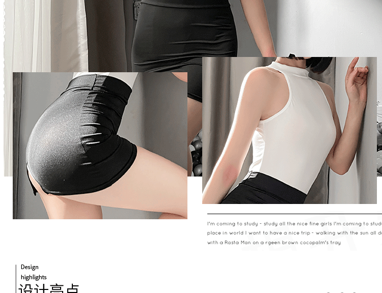 mozi/么姿女性感透视免脱开档连体衣诱惑秘书套装短裙诱惑夫妻刺激成