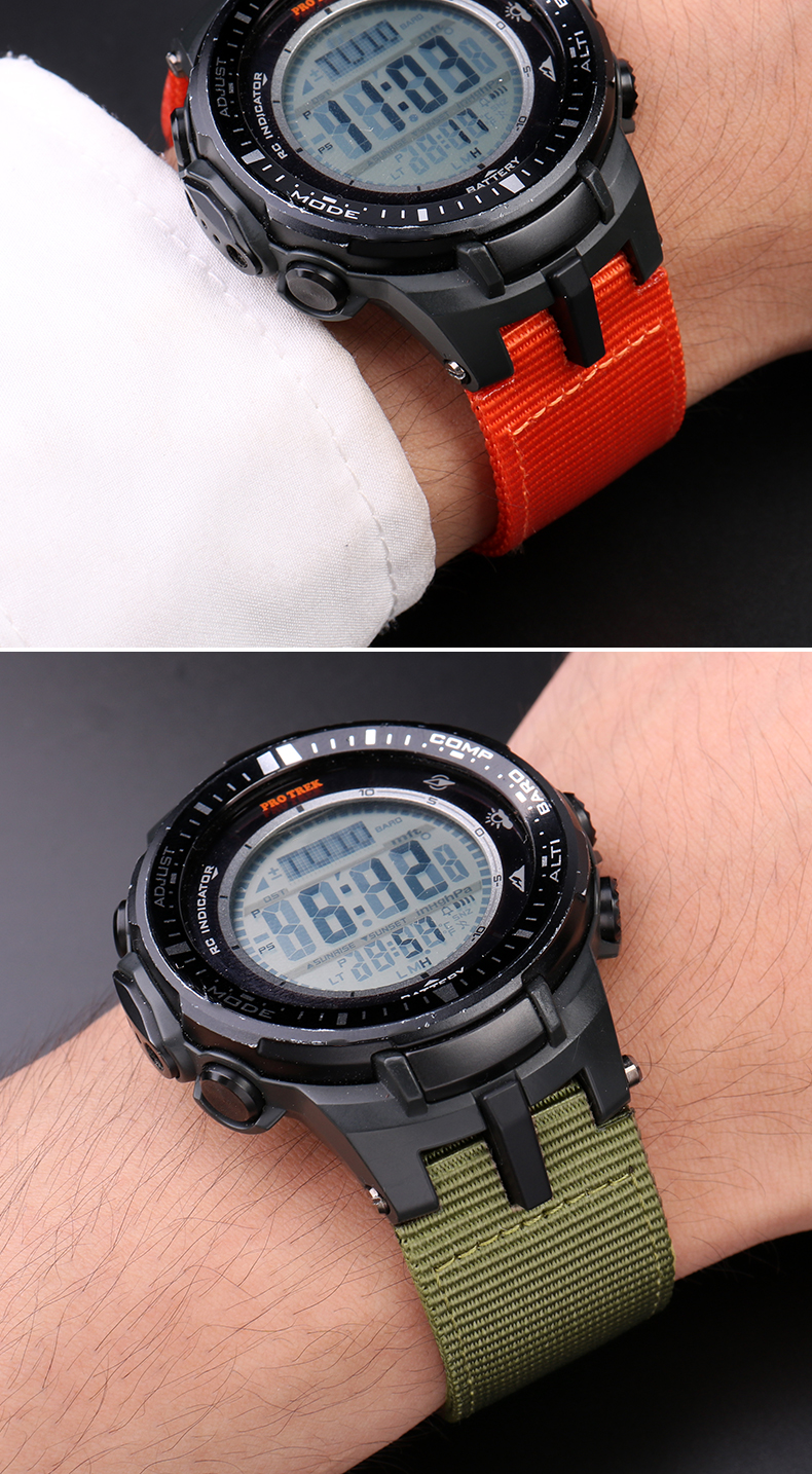 适配casio卡西欧prw3000310060006100y系列改装防水尼龙手表带黑色