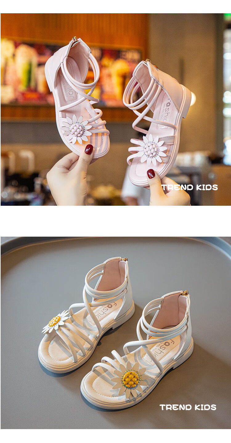 童鞋3-12岁女童凉鞋小学生女童罗马凉鞋夏季新款韩版时尚儿童鞋子小