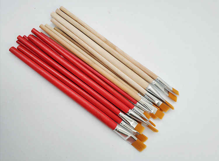 麒柠油画笔排笔 红色杆尼龙水粉水彩笔原木丙烯画笔颜料笔涂鸦画刷 30