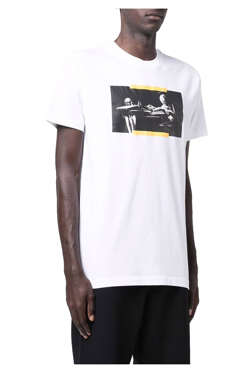off-white男士t恤油画图案圆领夏季短袖omaa027f21je r014 0184 白色