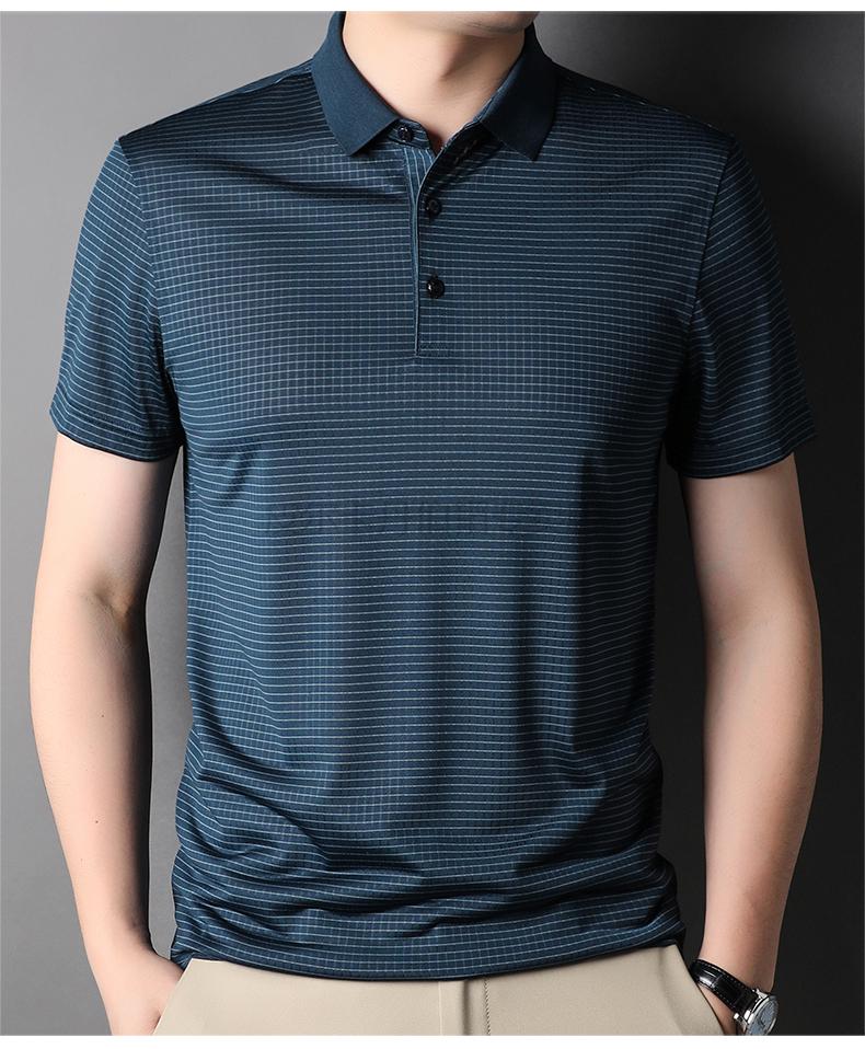 翻领格子半袖上衣薄款polo小衫衣服男针织 蓝色 3xl【图片 价格 品牌