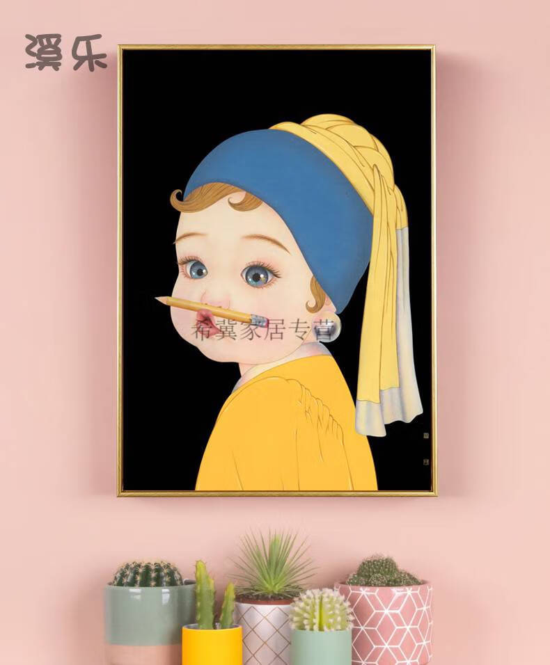 60q版肥胖版蒙娜丽莎挂画餐厅客厅创意壁画玄关酒店走廊过道装饰画