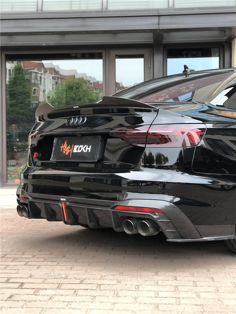 适用于2022款奥迪a4l尾翼20-22新款s4卡布尔后唇改装kel干碳前铲碳