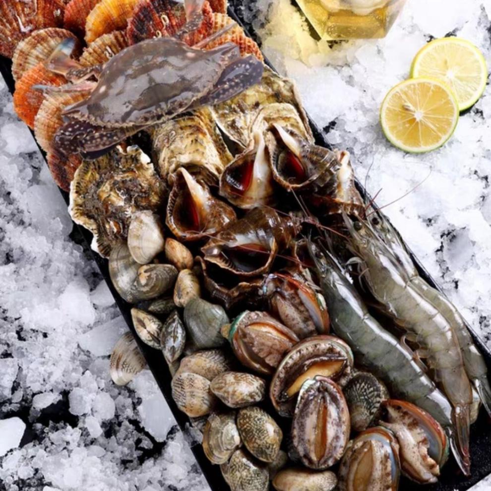 海鲜套餐青岛特产海鲜鲜活礼盒鲜活冷冻海鲜大咖海水虾 小鲍鱼50只