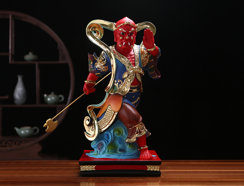 千里眼顺风耳神像供奉家用摆件华光大帝护法佛像摆设 12英寸【高30*长