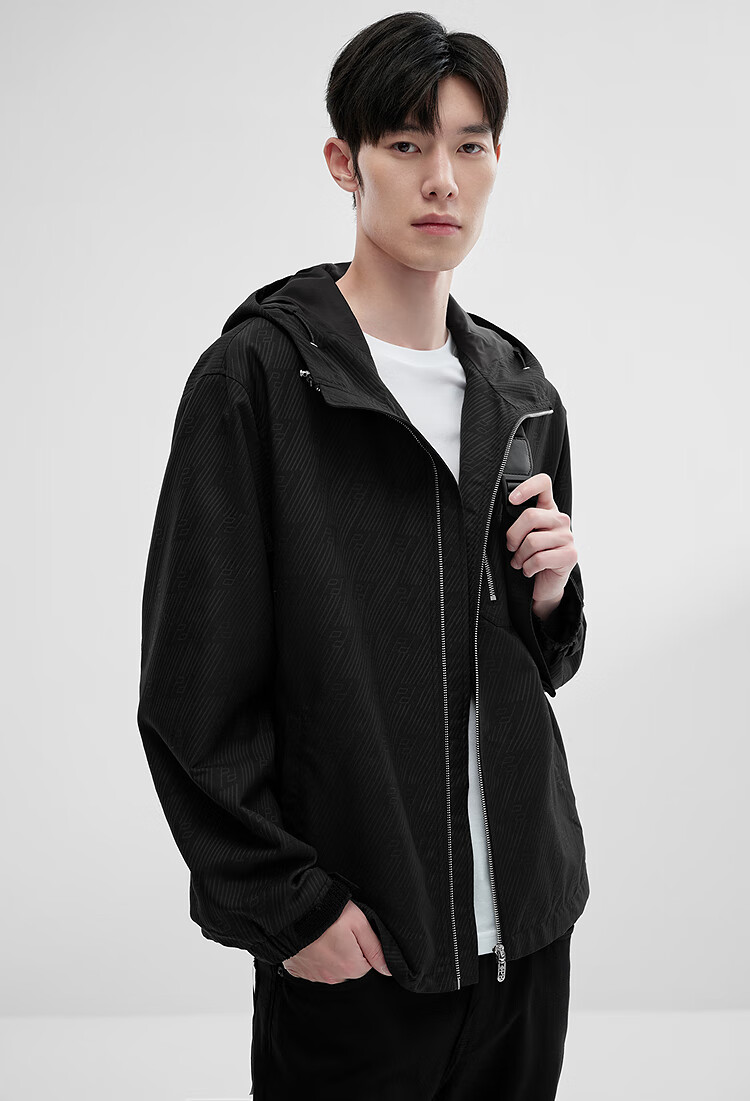 Taipingniao Men's Hooded Casual Trendy Jacket, Loose-Fitting Autumn Coat, Urban Light Outdoor Wear, Black, XL 2