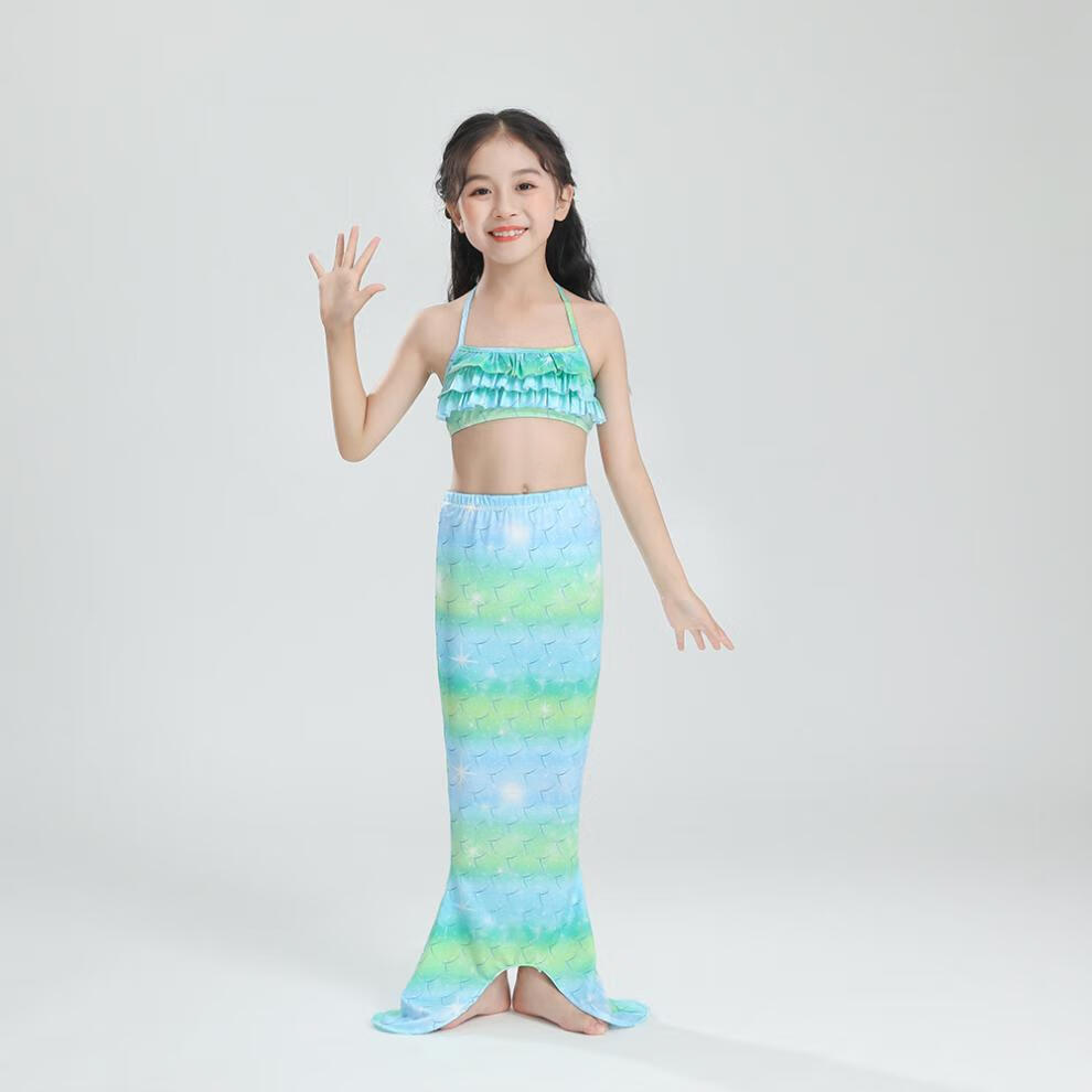 迪士尼官网自営美人鱼尾巴女童服装游泳衣新款女童美人鱼服装人鱼尾巴