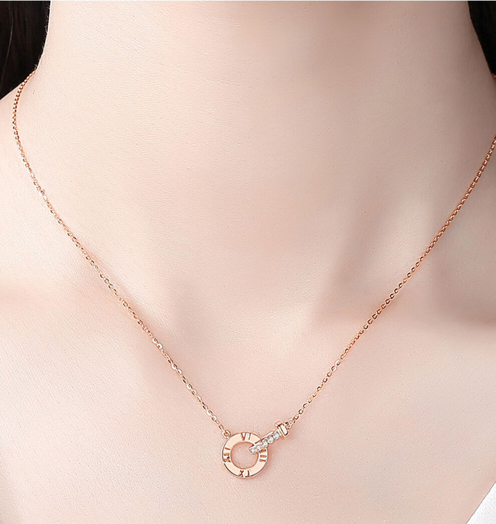 chormkewon18k金玫瑰金项链女饰品彩金钻石项链k金饰品送女友生日礼物