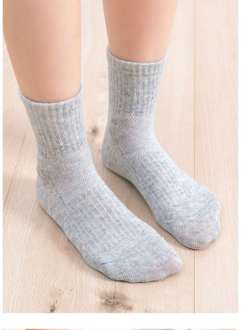 学生白袜薄棉袜儿童白袜子男童棉中筒夏款薄款透气夏天男孩大童夏 -中