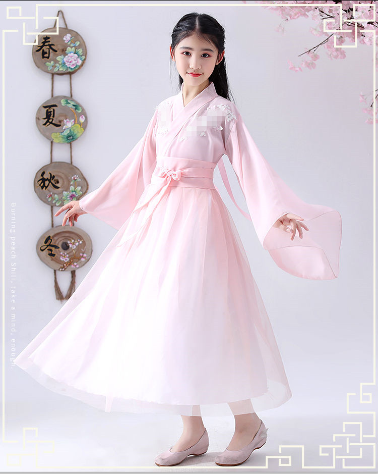 汉服女童古装唐装中国风儿童超仙襦裙小女孩连衣裙10-12-15岁秋装
