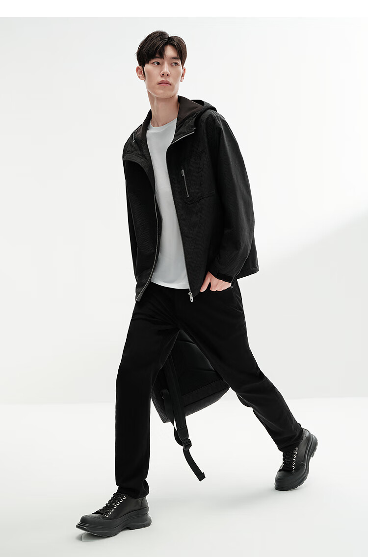 Taipingniao Men's Hooded Casual Trendy Jacket, Loose-Fitting Autumn Coat, Urban Light Outdoor Wear, Black, XL 8