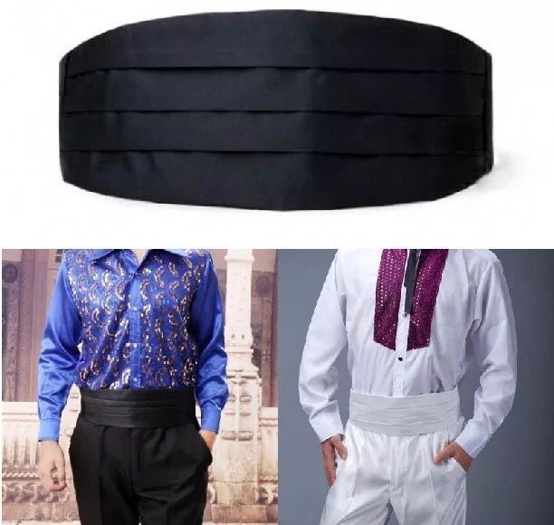 礼服腰封男黑白色腰封男士礼服西裤服饰腰带加宽缎面腰封舞台大合唱