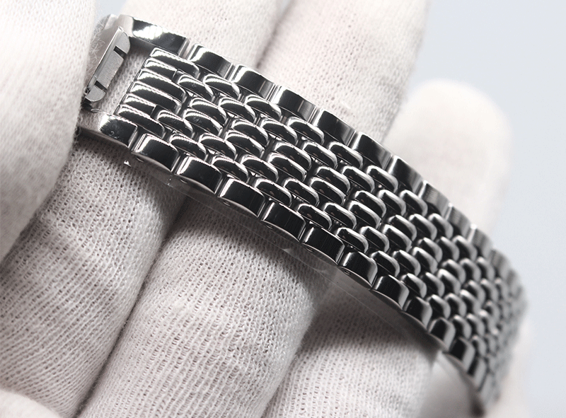 适用天梭心意表带男款t870 970钢表链女款t825 925t57钢带 银色 12mm