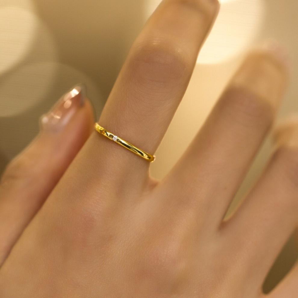 ck施华洛世奇锆原创小方戒指不掉色镀18小方戒指抖音小红书同款简约