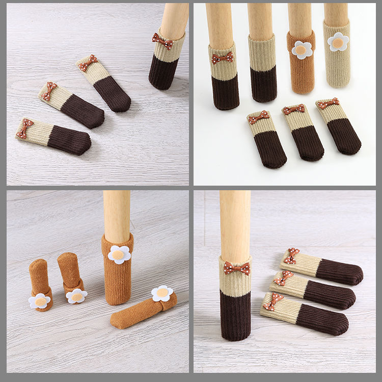 将邦24只加厚椅子脚套静音耐磨防滑双层餐椅桌椅腿套凳脚套脚垫小花