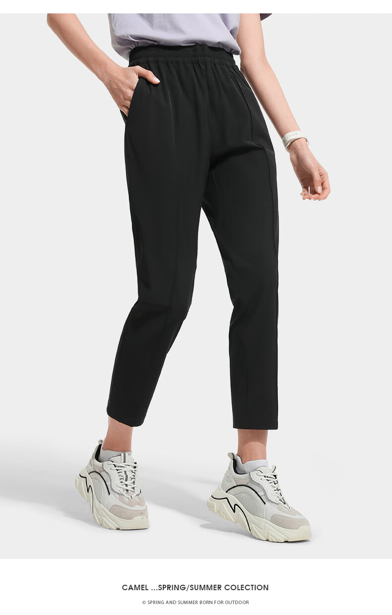 骆驼户外速干裤女款2022春夏新款九分裤凉爽防晒时尚潮流休闲裤aba