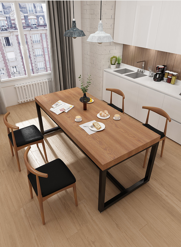卡庭森(katingsen) 实木餐桌条形办公桌铁艺电脑桌3米2长桌子简约长