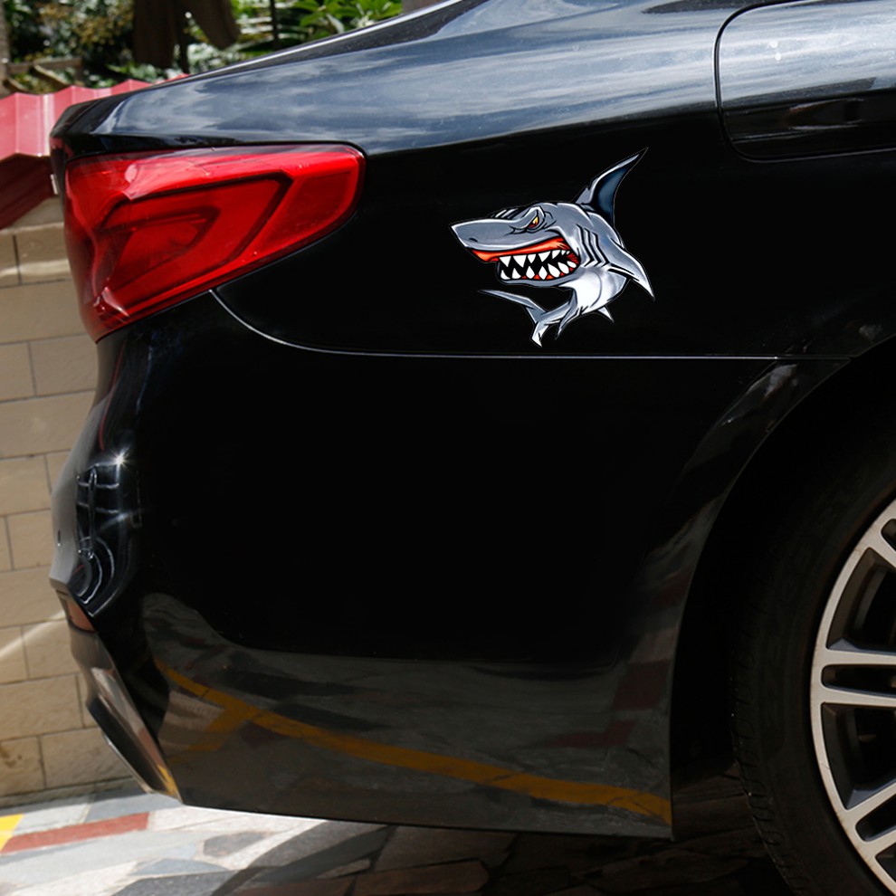 搞怪鲨鱼车贴贴纸宝马奔驰amg小钢炮电动车个性创意装饰车贴防水大号