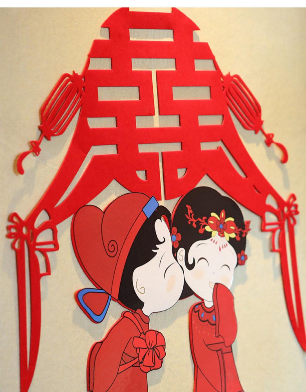 喜字贴纸结婚用品大喜庆婚房布置装饰无纺布婚礼婚庆房门贴窗花喜喜结