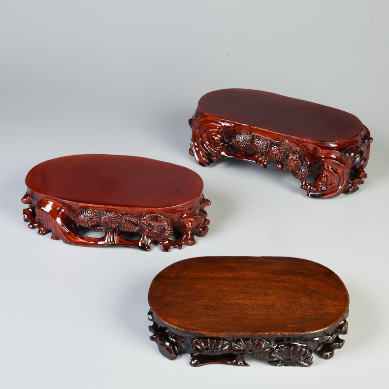 琴书侣实木根雕底座奇石底座椭圆形花盆景底座石头底座摆件架子l款长