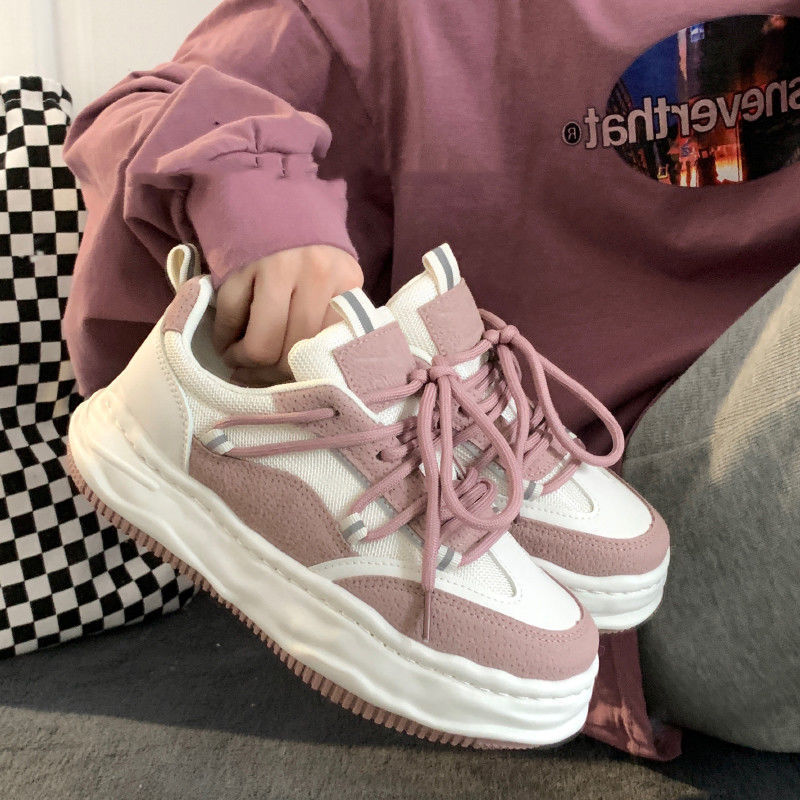 小众设计感少女粉溶解鞋百搭国潮运动休闲鞋秋季新款德训鞋女粉色升级