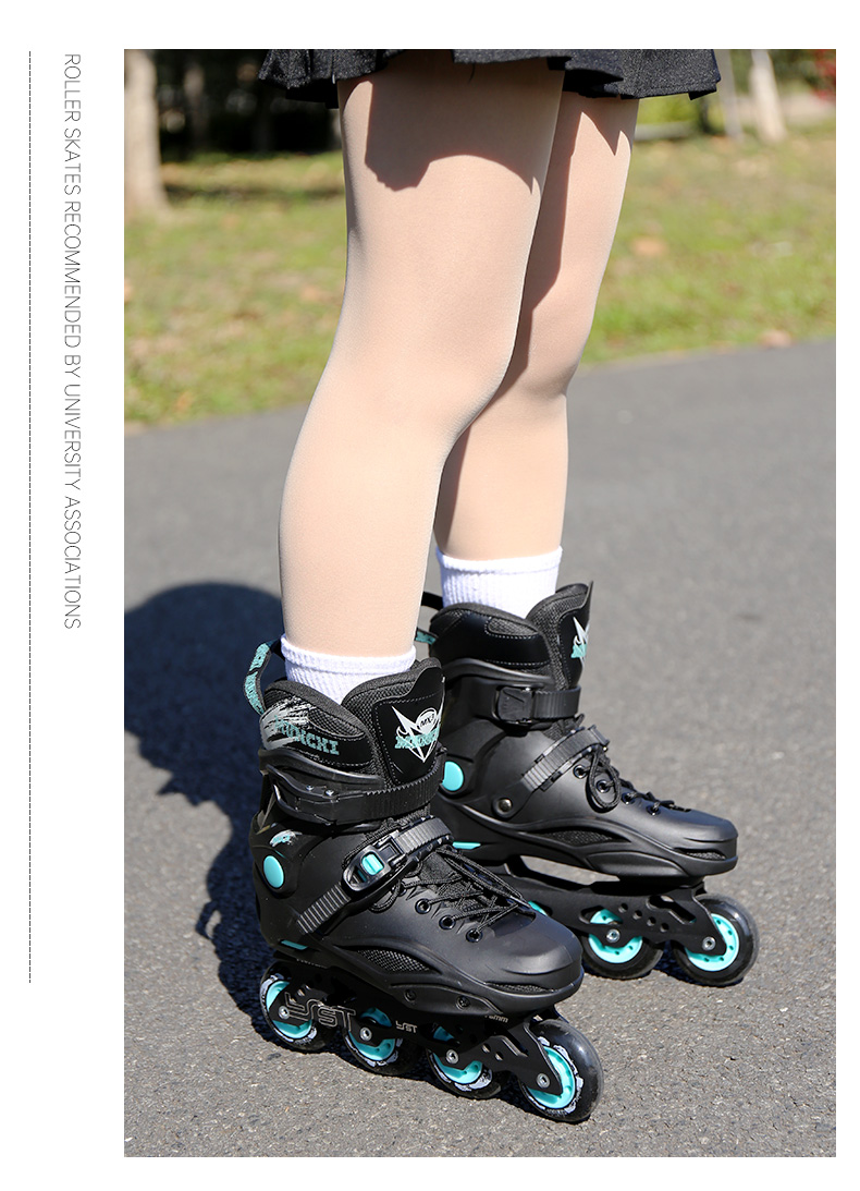 munci平花轮滑鞋女生大学生溜冰鞋女滑冰鞋旱冰鞋男成年白色护具包44