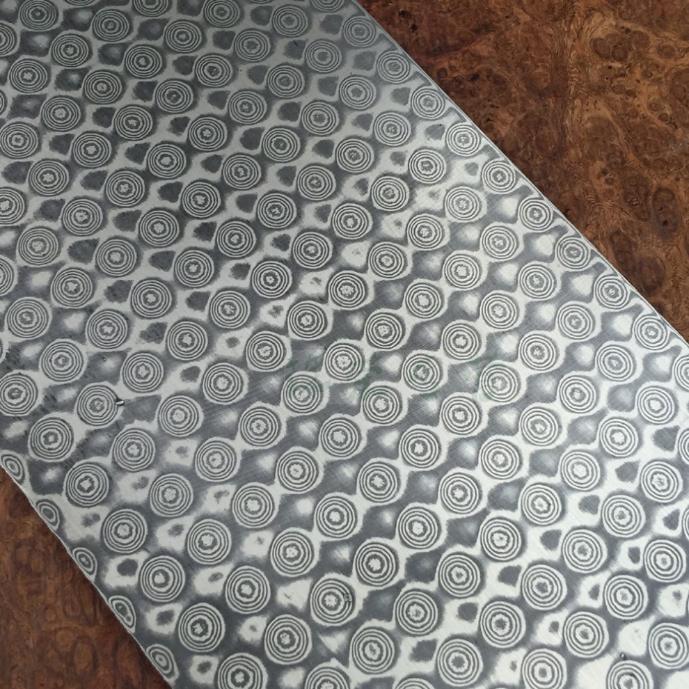 花纹钢板钢胚大马士革钢板料原料刀胚钢不锈钢板钢材料已淬火 玫瑰纹2