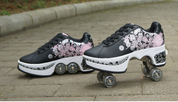 男女变形轮滑鞋中大童一鞋两用轮子鞋运动溜冰鞋青少年旱冰鞋带轮滑行