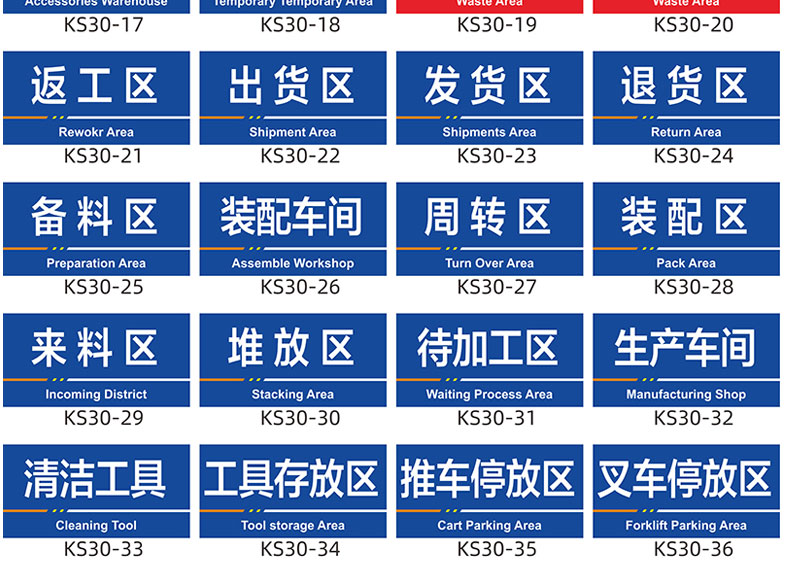 工厂生产车间仓库标识牌分区牌厂区成品不良品出货区域划分悬挂标示