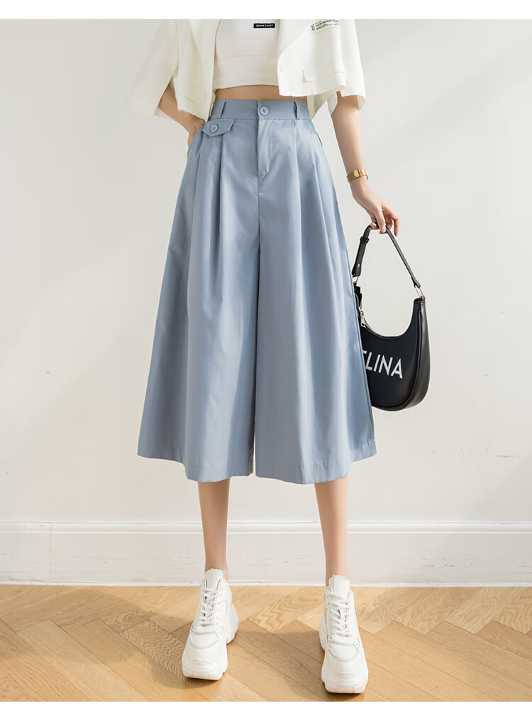 女生七分裤裤外穿夏天休闲裤裙女夏季薄款高腰宽松7七分裙裤松紧腰阔