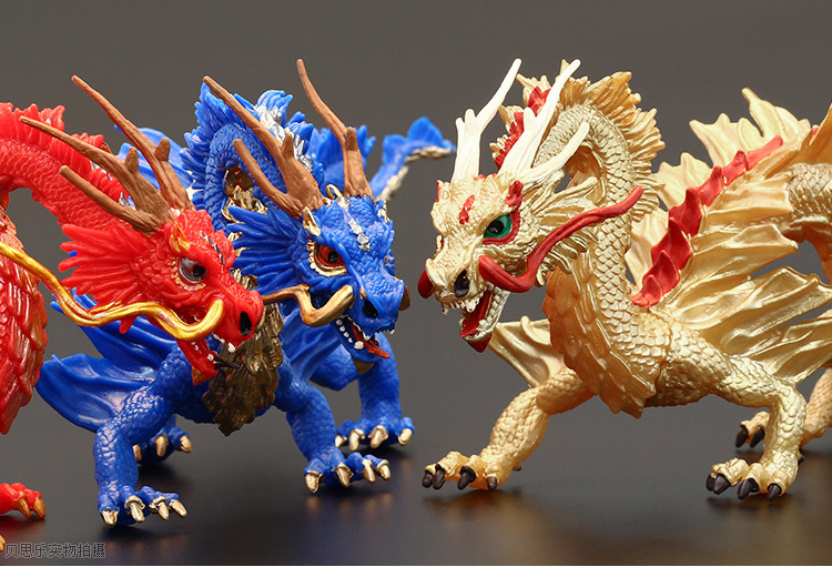 中国龙模型儿童仿真动物玩具野生动物模型套装 神龙中国龙蛟龙凤凰