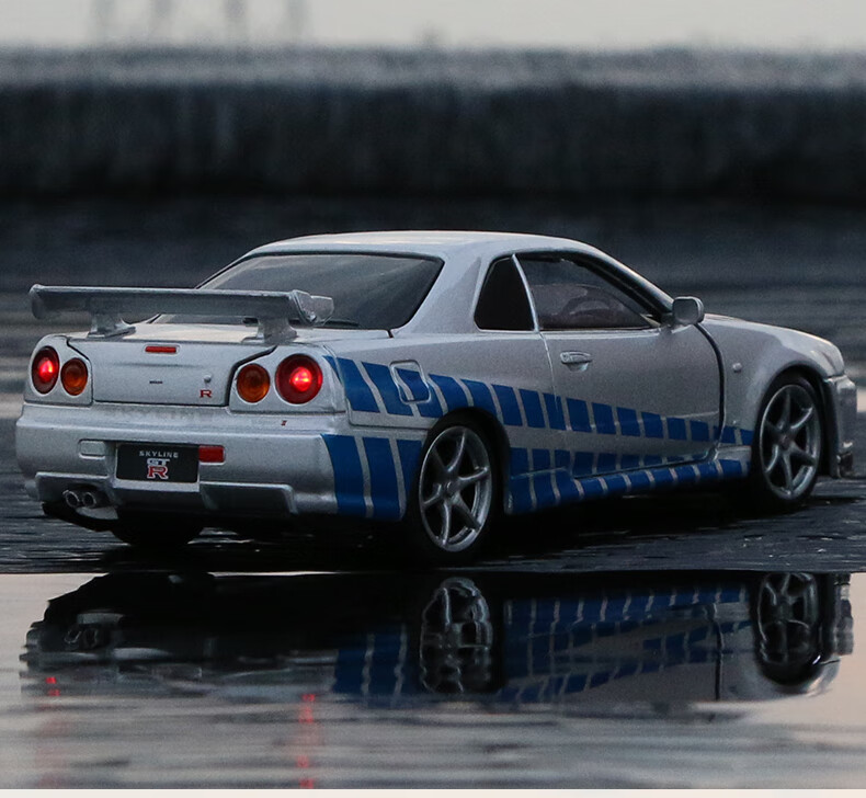 迪士尼 速度9与激情同款gtr34合金车模jdm仿真汽车模型摆件男孩金属