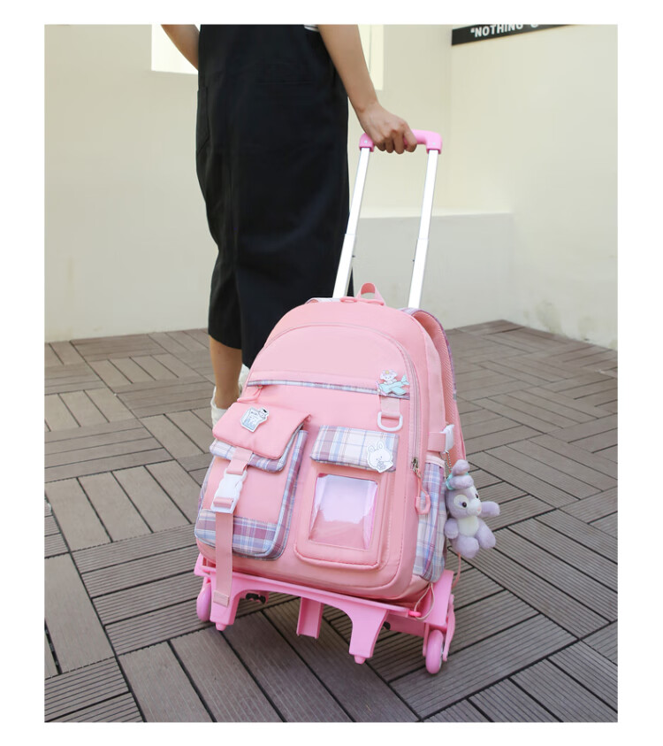 拉杆书包中学日本 女生拉杆书包小学生女孩一三到六年级儿童中学防水