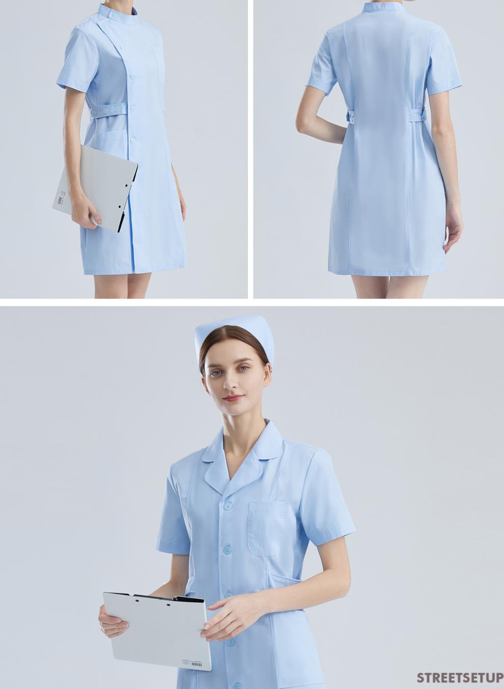 streetsetup护士服短袖夏季服美容院门诊医生白大褂工作服02粉色短袖