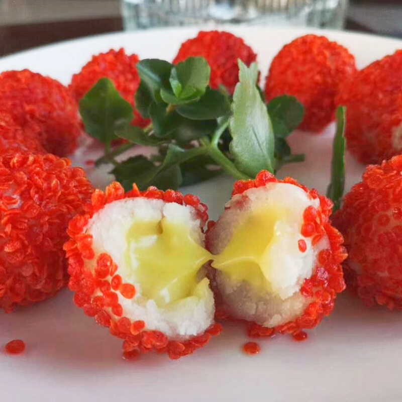 山药榴莲球10个网红爆浆荔枝球酒店半成品特色点心速冻油炸小吃