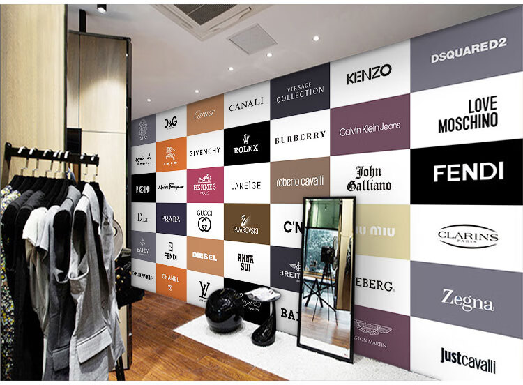 伊尔雅logo潮牌墙纸欧美世界lv商标壁纸包包男女服装店3d定制背景壁画