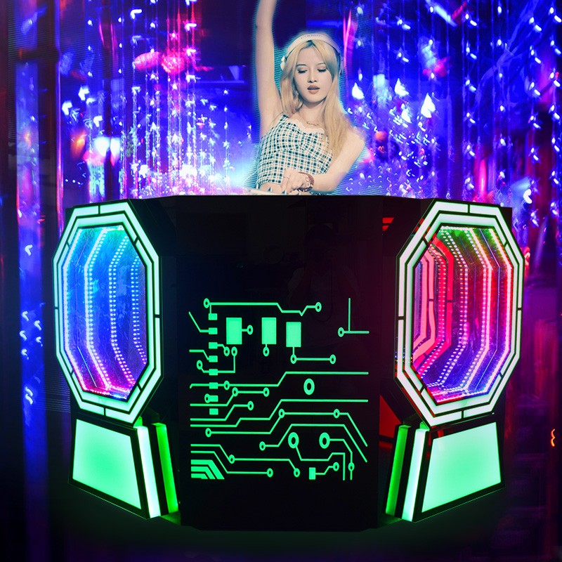 贵禾云酒吧夜店带灯七彩ktv打碟台dj台桌亚克力发光吧台打碟机支架子